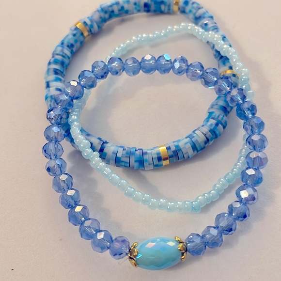 Blue And Gold Trio Set Bracelets - Picture 3 of 9